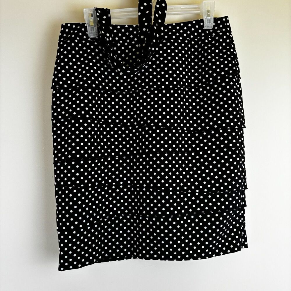 White House Black Market Tiered Polka Dot Pencil Skirt Belt Size 6
